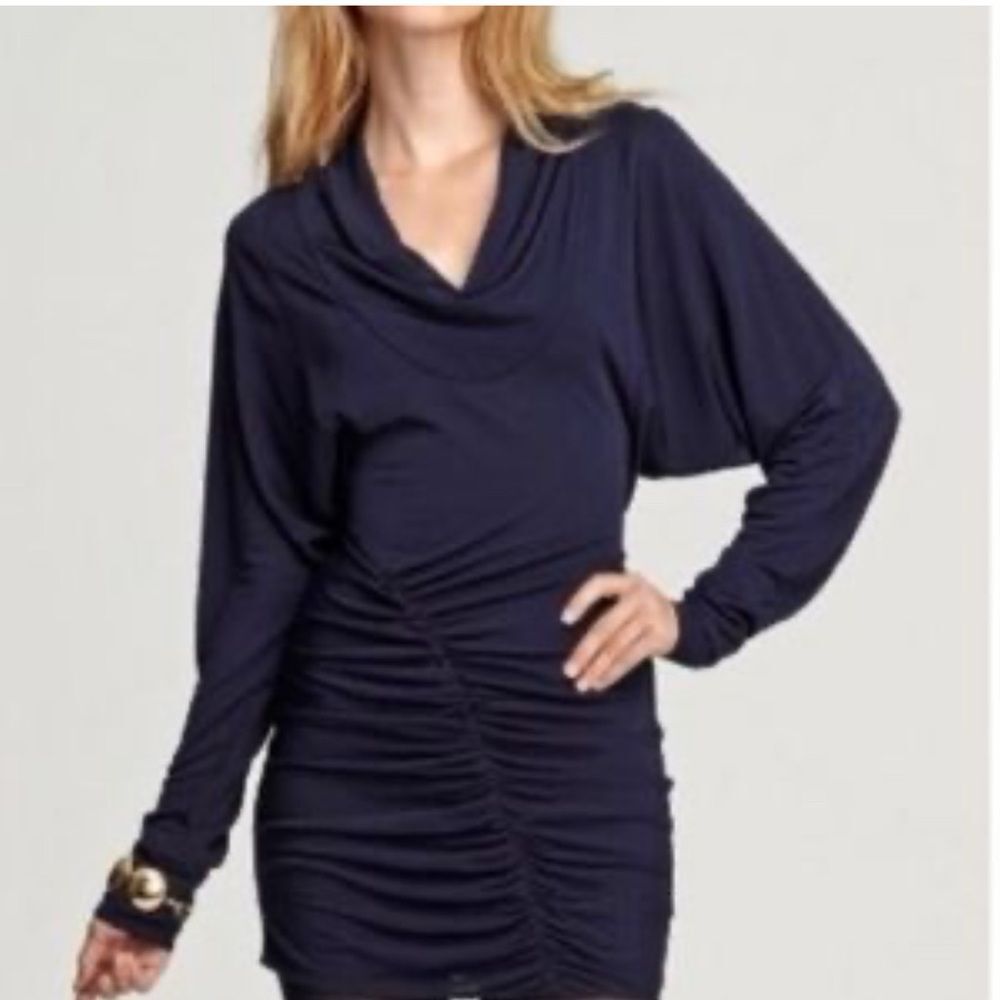 Cut 25 by Yigal Long Sleeves Backless Mini Dress with Exposed Zipper Detail Sz 0